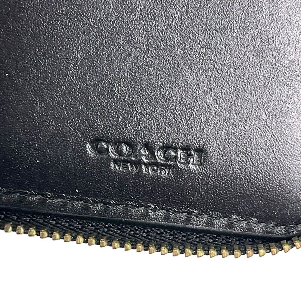 COACH Small Zip Around Wallet Card Case With Quilting Blue - Picture 5 of 8